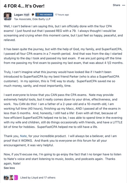 Logan: four exams, work and family