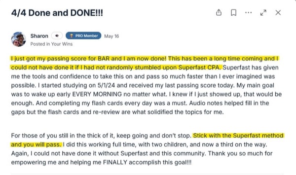 Sharon: BAR passed and all four done