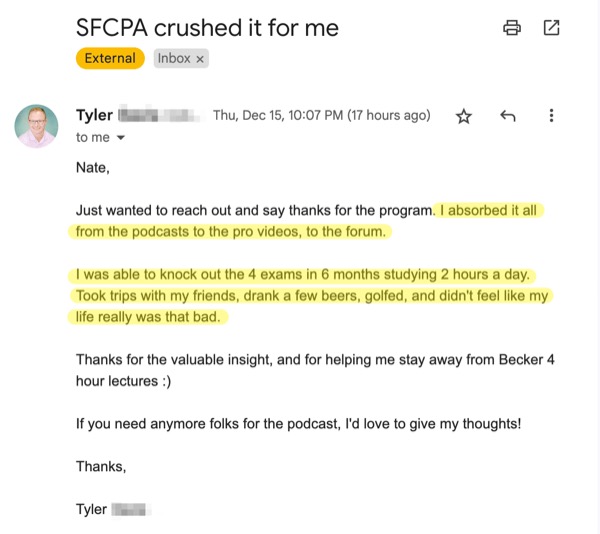 Tyler: four exams with time for friends
