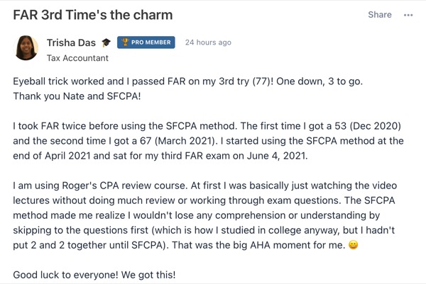 Trisha: FAR passed on the third try